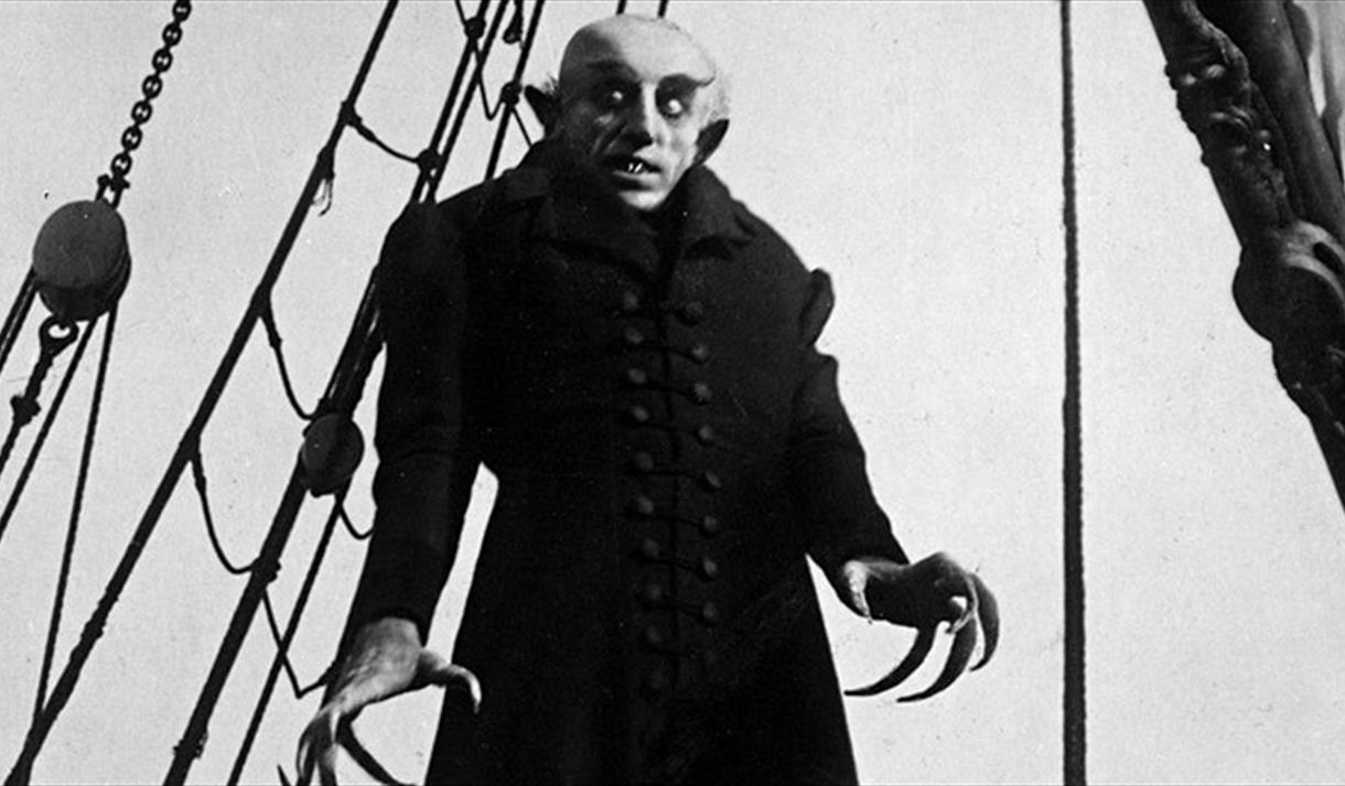 Pictured Max Schreck as the vampire Count Orlok in Nosferatu (1922