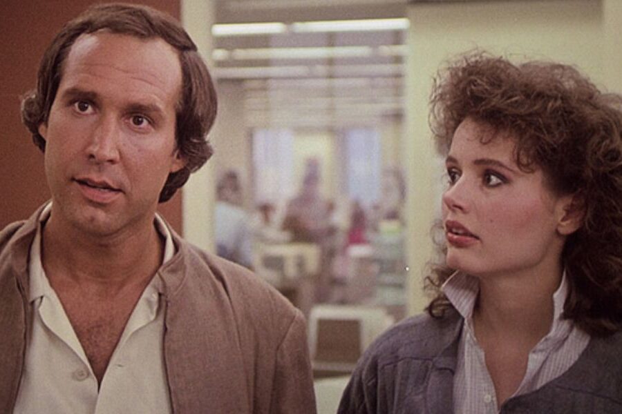 Chevy Chase and Geena Davis on Fletch.