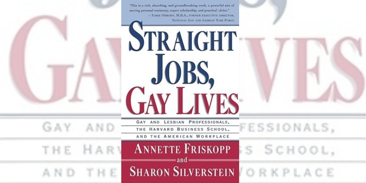Book cover for "Straight Jobs, Gay Lives" in blue, white, and red.