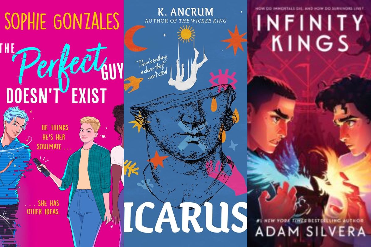 Book cover for "The Perfect Guy Doesn't Exist," "Icarus," and "Infinity Kings."