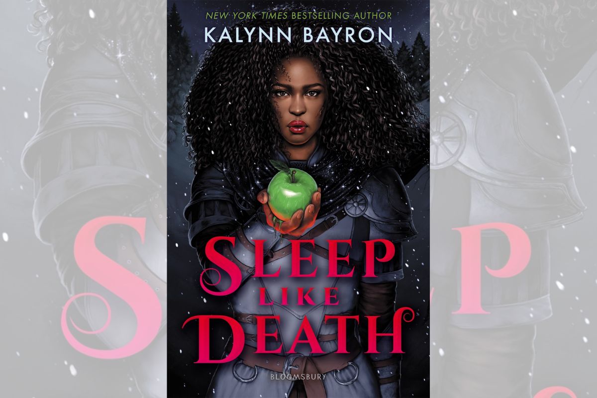 Sleep Like Death book cover with woman holding a green apple.