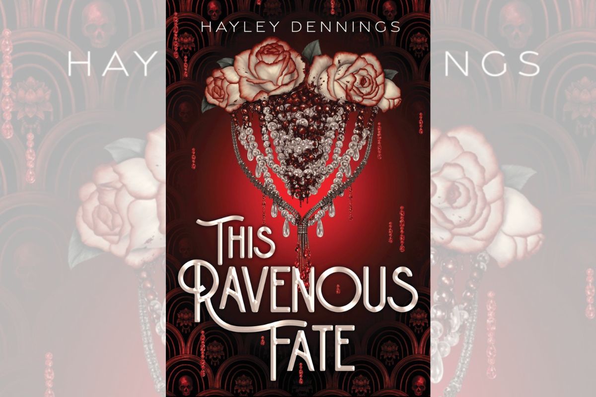 Dark red book cover for "This Ravenous Fate" with roses drawn on it.