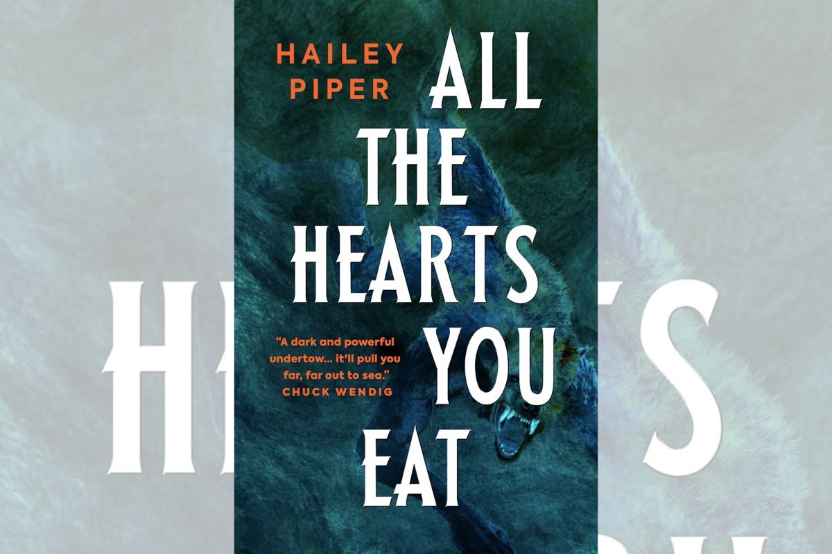 Book cover for "All the Hearts You Eat" in dark blue with orange and white letters.