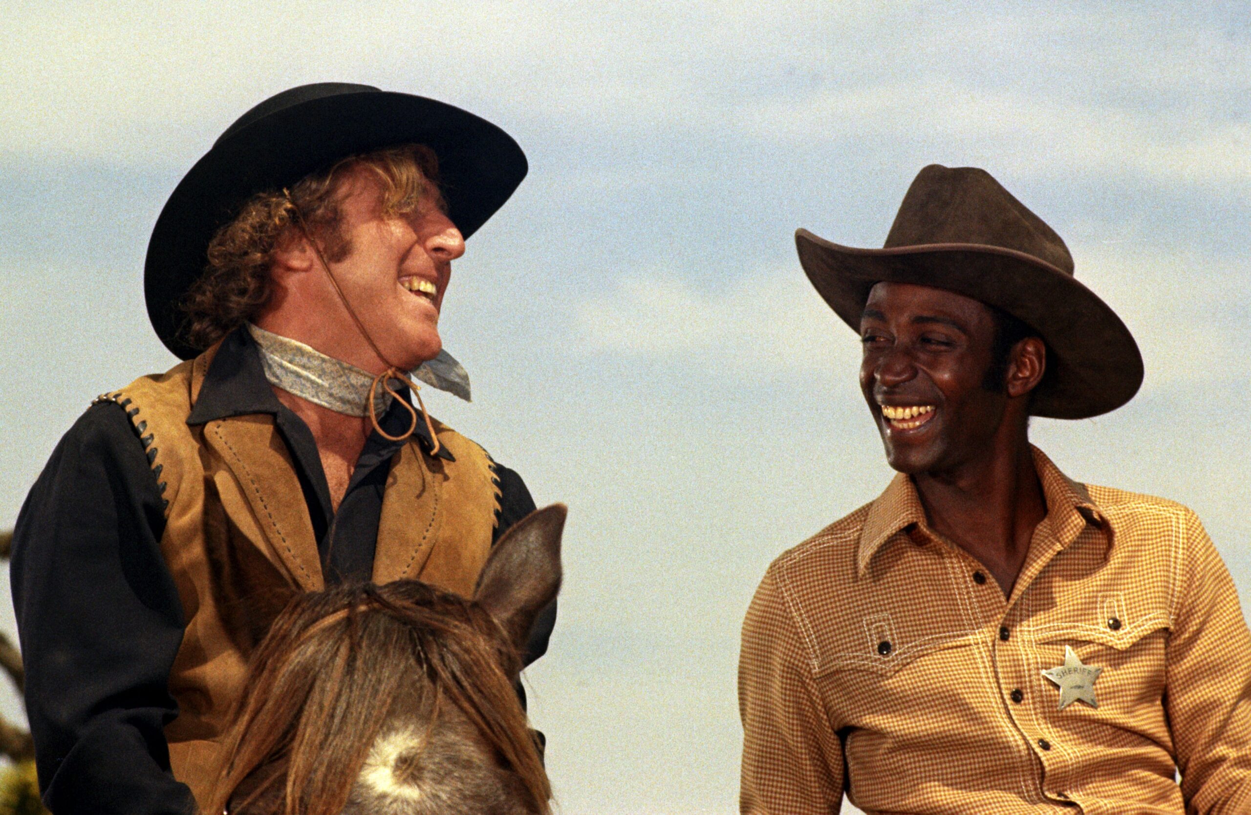 Still of Gene Wilder and Cleavon Little from Blazing Saddles, 1974.