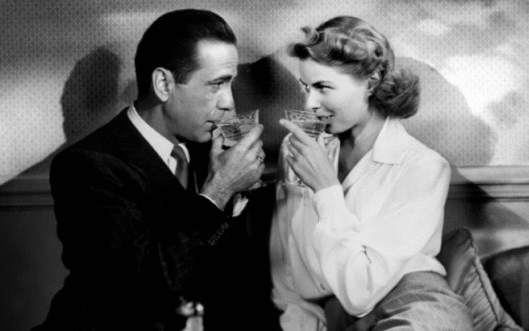 Still of Humphrey Bogart and Ingrid Bergman in Casablanca, 1942.