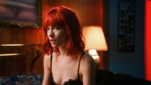 Strange Darling Review: An Exquisite Thriller with Two Beguiling Stars at the Helm Willa Fitzgerald wearing a wig in Strange Darling