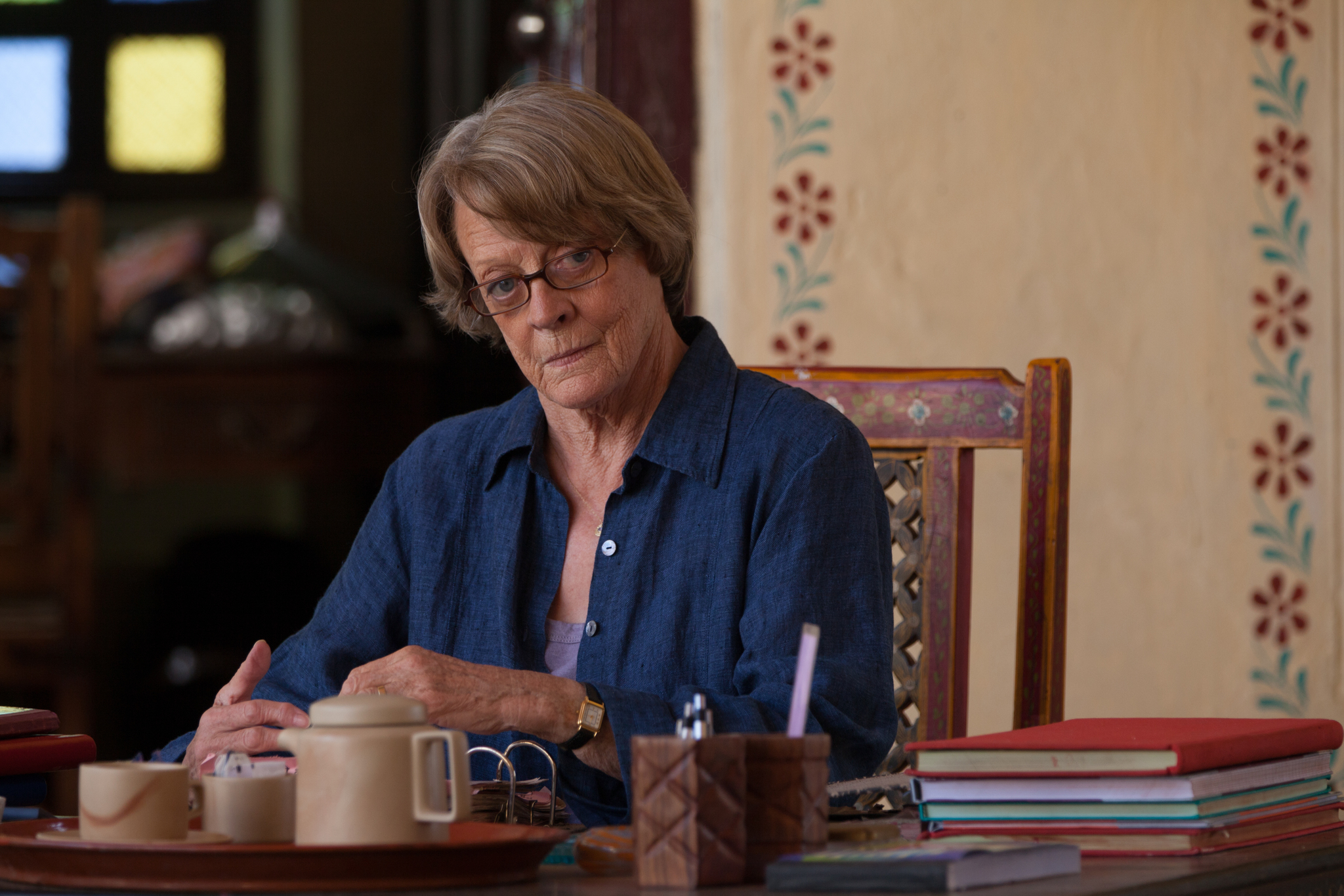 Still of Maggie Smith from The Second Best Exotic Marigold Hotel, 2015.