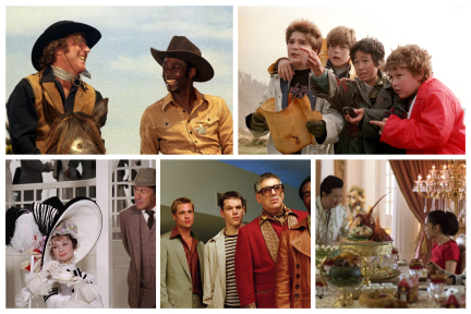 Collage of Warner Bros. Studios films including Blazing Saddles, The Goonies, My Fair Lady, Ocean's Eleven, and Crazy Rich Asians