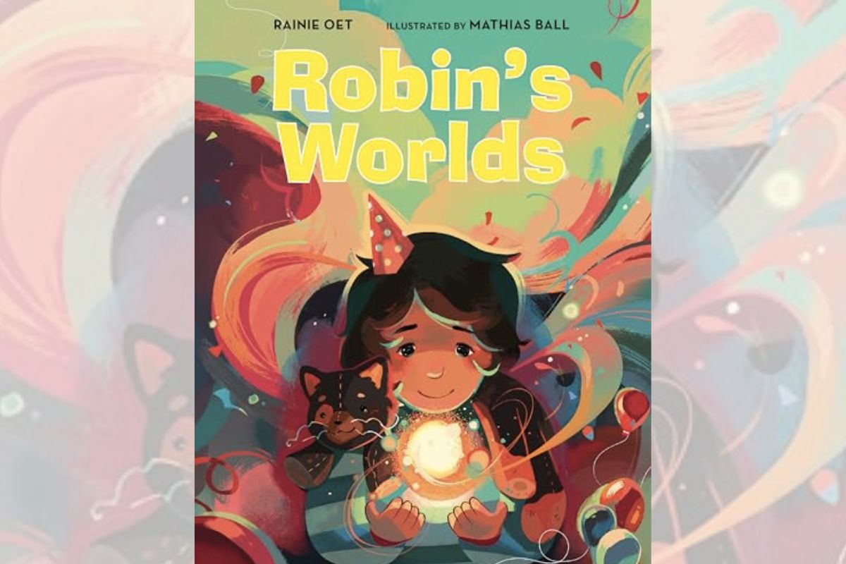 Book cover for "Robin's World" with the drawing of a person and their cat.