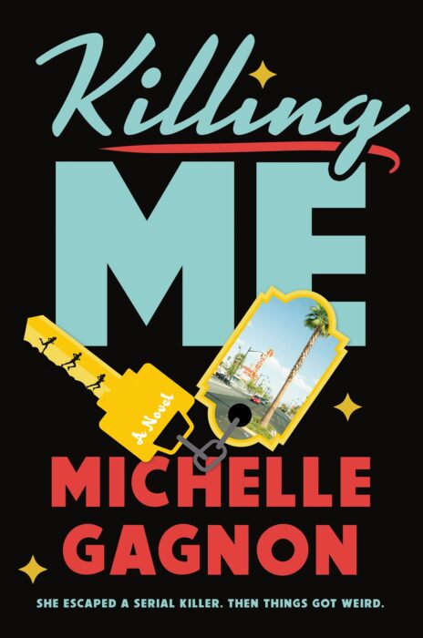 Book cover for "Killing Me" in black, blue, red, and yellow.