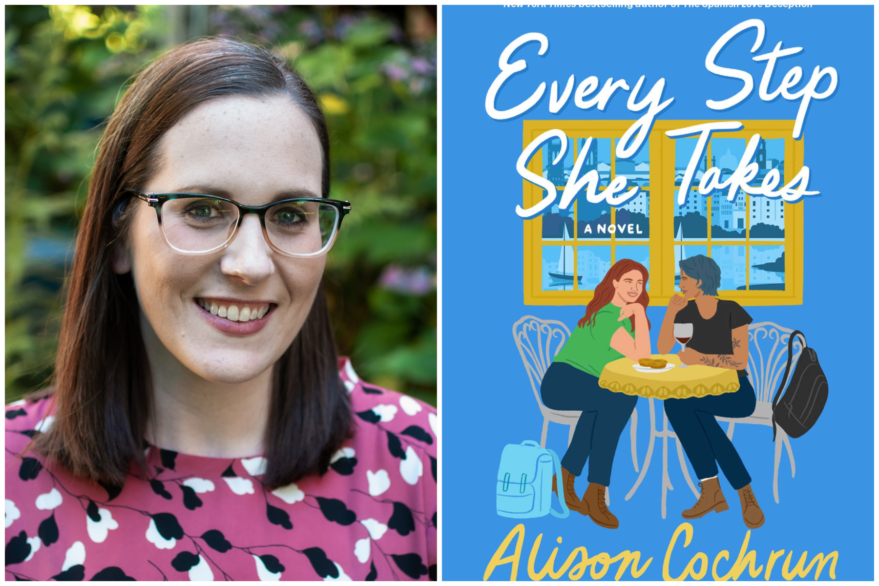 Alison Cochrun on the Personal Journey Embedded in ‘Every Step She Takes’ Headshot of Alison Cochrun next to the cover art of her latest novel, Every Step She Takes