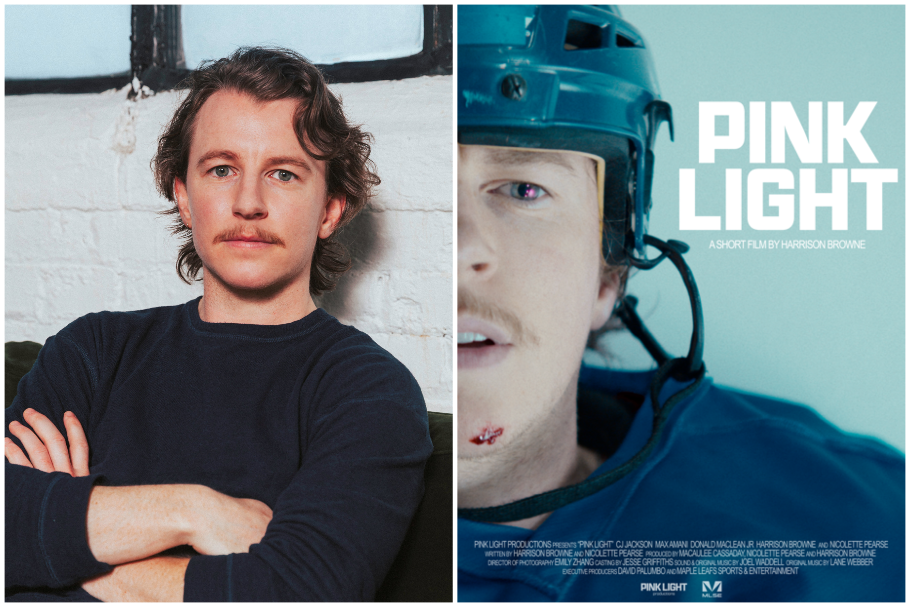 Harrison Browne on the Short Film ‘Pink Light’ and the Importance of Identity A collage featuring the headshot of Harrison Browne alongside the movie poster for Pink Light.