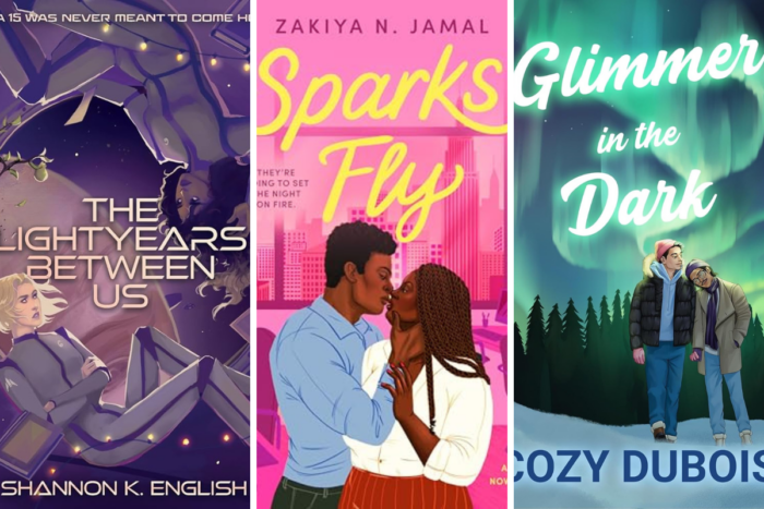 7 LGBTQIA Books to Read Before 2025 Ends: Sparks Fly, Try Again Later, and more Collage with book covers for different books from December 2025.