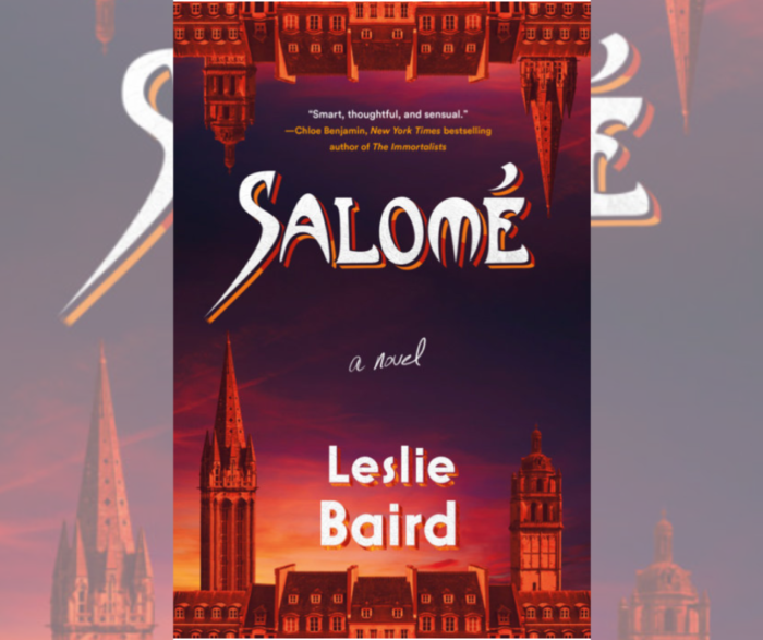 Salomé Review: A Seductive Thriller That Bites Into Class and Consumption A zoomed in image of the Salome book cover with a slight transparency serves as the backdrop for a centered full scale Salome book cover.