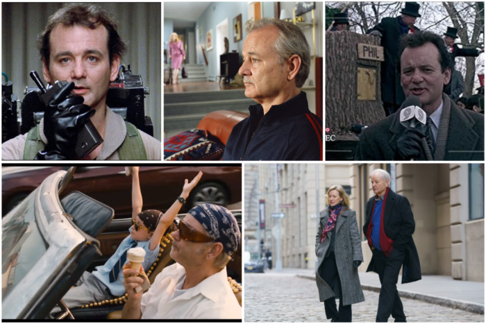 The 12 Greatest Movies Featuring Bill Murray Man on a film set wearing a tan shirt and gloves, holding a large recording camera and equipment behind him.
