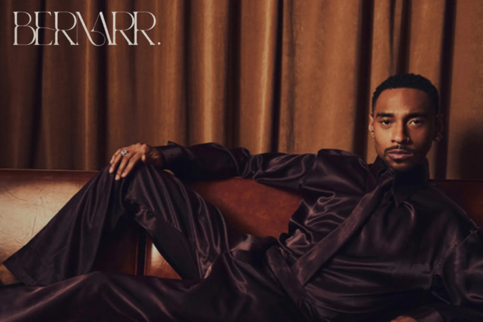 Durand Bernarr BERNARR. Album Review: A Genre-Bending Win Durand Bernarr reclining on a couch in silk outfit on BERNARR album cover