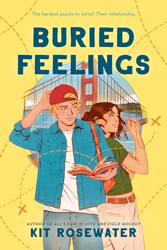 Keep Pride 2026 Going with 7 New LGBTQIA Books: Coming Out Perfect, Where Lost Girls Go, and more Cover of the book'Buried Feelings' showing a teen in a blue jacket reading a book with a teen beside, with the Golden Gate Bridge in the background and a bright yellow design behind.