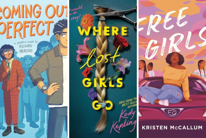 Keep Pride 2026 Going with 7 New LGBTQIA Books: Coming Out Perfect, Where Lost Girls Go, and more Collage with book covers for "Coming Out Perfect," "Where Lost Girls Go," and "Free Girls."