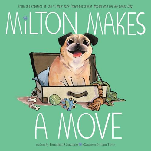 10 New LGBTQIA Books to Read This August: Survival Show, Natural Selection, and more Book cover for "Milton Makes a Move" with a pug inside a suitcase.