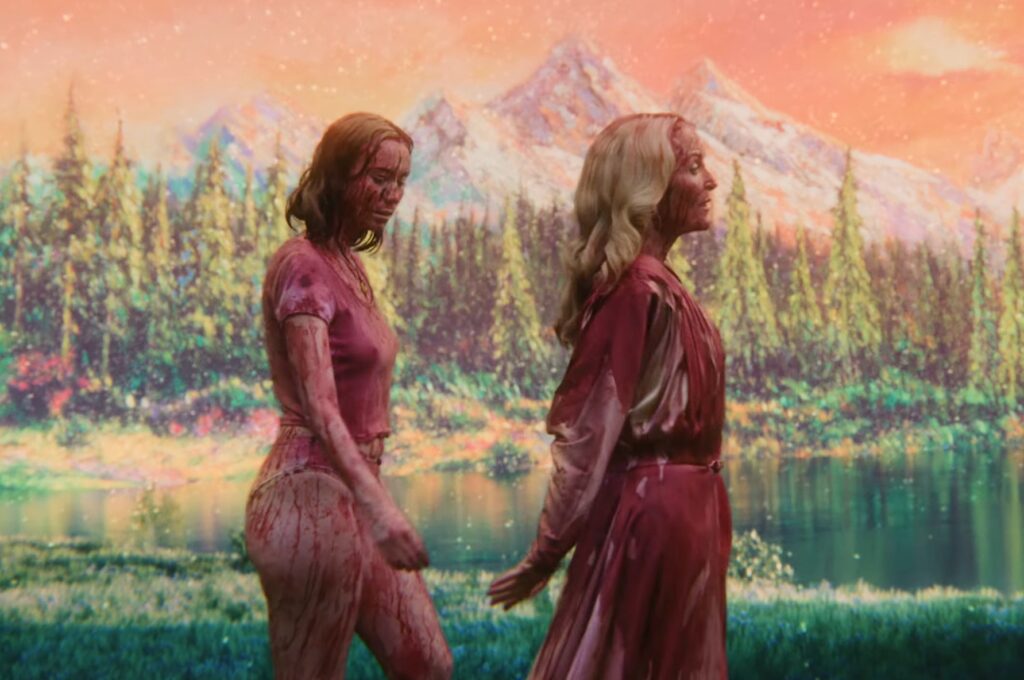 Teenage Sex and Death at Camp Miasma Review: Jane Schoenbrun’s Fluid and Flesh Filled Deconstruction of the Slasher Hannah Einbinder and Gillian Anderson in TEENAGE SEX AND DEATH AT CAMP MIASMA